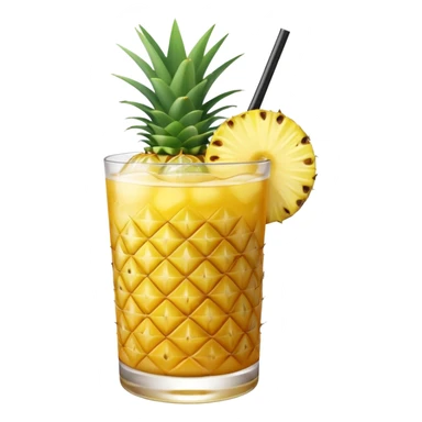 yellow pineapple refresher cocktail with only one slice of pinapple sticker
