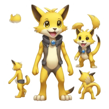 Cute cool anthro Digimon-Pokémon-animal full body sticker