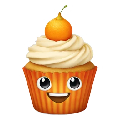 Orange cupcake with a happy face sticker