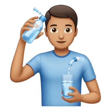 man pouring water from bottle to cup  sticker