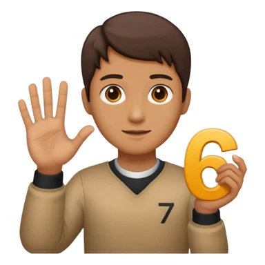 🤷🏻‍♂️ number 6 in left hand and number 7 in the right hand sticker