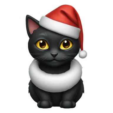 Black Cat wearing a Santa hat sticker