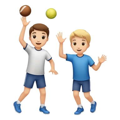 two children playing catch, throwing and catching a ball, happy and playful sticker