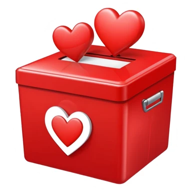 red color vote box decorate with red heart sticker