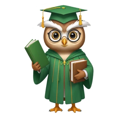 owl professor in green cloak graduation sticker