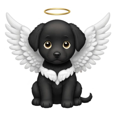 Black lab puppy with all white angel wings  sticker