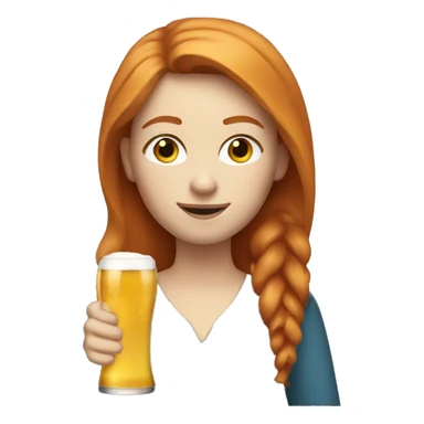ginger straight hair and blue eyes woman with a beer on the hand sticker