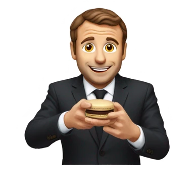 Macron qui mange un macaron au chocolat sticker