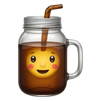 maason jar without any stars, 2d, in google emoji style, mason jar with dark fluid (like kvass) sticker