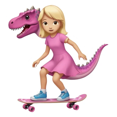 Dinosaur on a skateboard pink dress for girls in pink  sticker