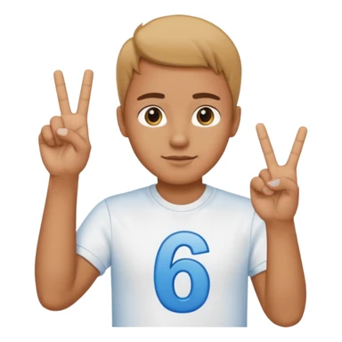 I need a 67 emoji. Like a male person doing six seven hand motion and the numbers 6 and 7 shld be on top of the 2 hands sticker