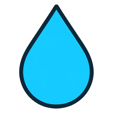 blue water droplet icon with black outlines sticker