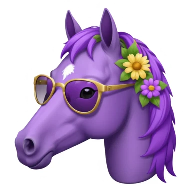 Purple horse wearing sunglasses and flowers on hair
 sticker