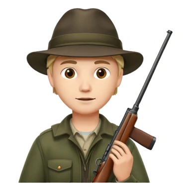 male hunter, simple, clear expression sticker