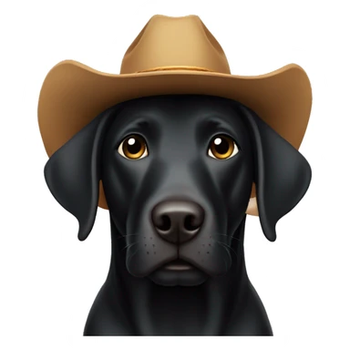 Black labrador wearing cowboy hat sticker