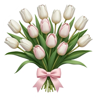 White tulips bouquet with light pink bow  sticker