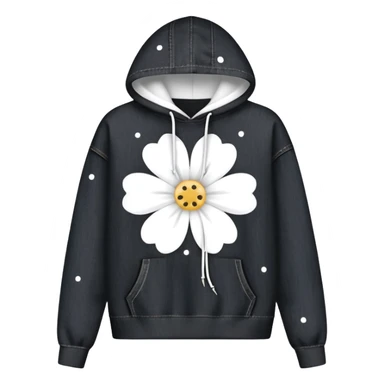 The BLACK Denim Tears Hoodie features a black base with distinctive white open flower spots with empty space in the middle, These hollow ring-like patterns are scattered across. sticker