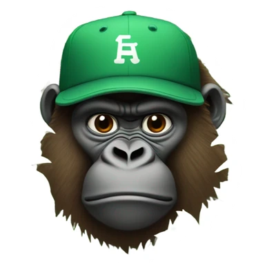 Gorilla in a green baseball hat stuck in brown bushes  sticker