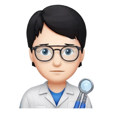 Plumber with black hair, glasses and blue eyes sticker