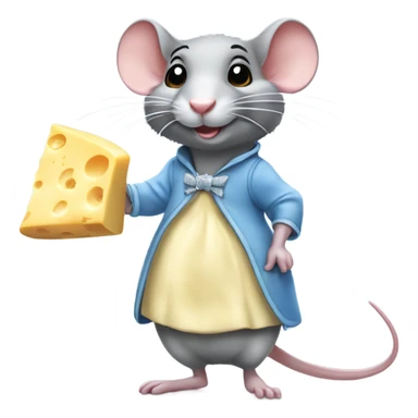 Cinderella's rat standing wear clothes and grab a cheese  sticker