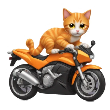 Orange kitten riding a super bike sticker