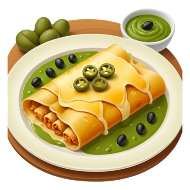 chicken enchiladas with cheese, olives and green sauce  sticker
