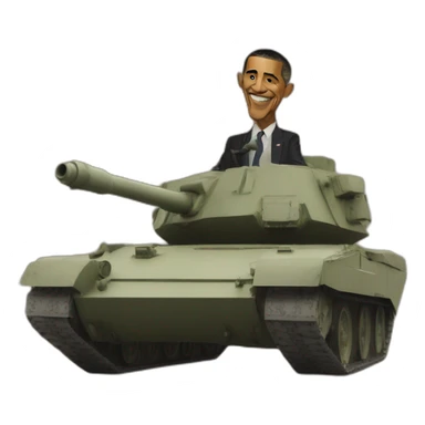 Obama sur un tank sticker