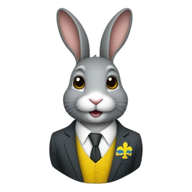 a rabbit in a suit in the color of the Ukrainian flag sticker