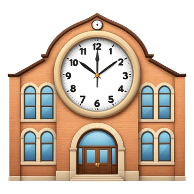 school building with a clock sticker