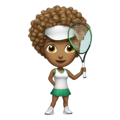 female tennis player with curly hair sticker