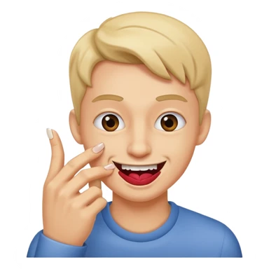 nervous nail biting but also smirking like a fake nail bite to be funny sticker