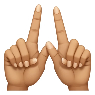 two hands using middle fingers straight and parallel to each other, index fingers pressing together at the apex to form a triangle, light brown skin tone sticker