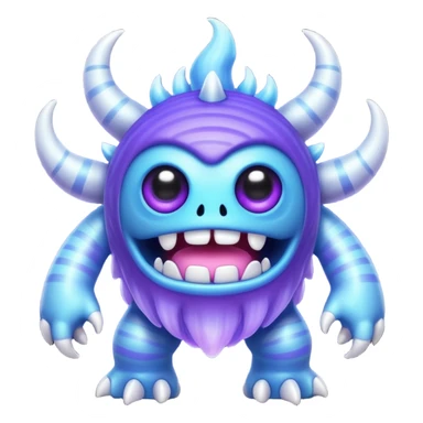My Singing Monsters Echo element monster, translucent glowing body, blue-purple colors, soundwave ripple patterns, cute cartoon style sticker