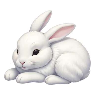 Meme-Worthy Cute Sleeping White Rabbit Portrait Emoji, Head resting peacefully with a contented smile, showcasing a delightfully compact build and a luxuriously soft pure white fur, eyes shut in a serene nap, Simplified yet hilariously adorable features, highly detailed, glowing with a soft, drowsy light, high shine, relaxed and utterly lovable, stylized with an air of playful laziness, bright and heartwarming, soft glowing outline, capturing the essence of a comically sleepy bunny, so meme-worthy it feels like it could instantly become the next viral sensation of adorable slumber! sticker