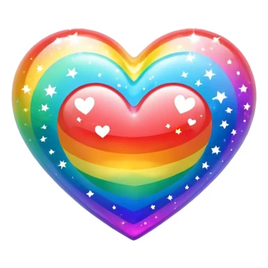 Rainbow- colored heart with sparkles  sticker