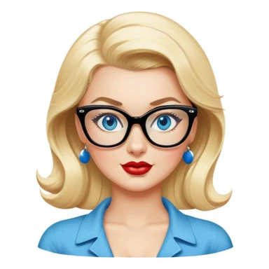Realistic 50's pin up pose ,  blonde, black glasses and blue eyes full figure sticker