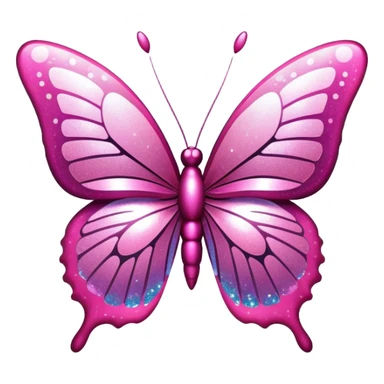 Pink Y2K butterfly with metallic sheen and digital glitter effects sticker