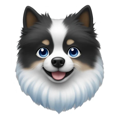 a small spitz with black and white fur, one eye brown and the other blue.  sticker