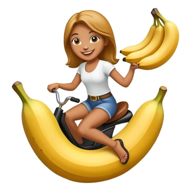 Girl riding a banana  sticker