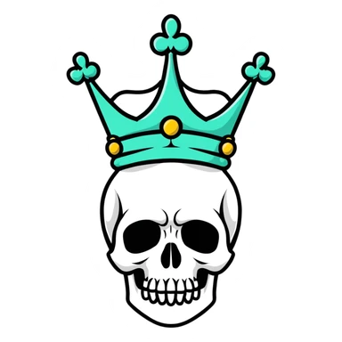 red and black skull with crown sticker