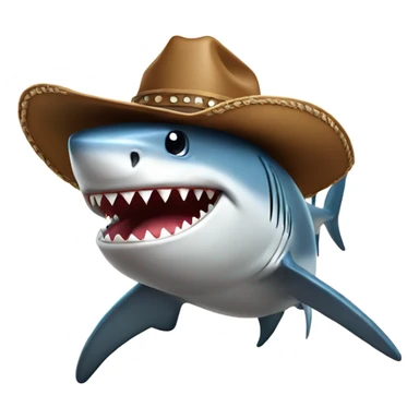 Shark wearing cowboy hat sticker