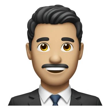 dark hair man news reporter with microphone sticker