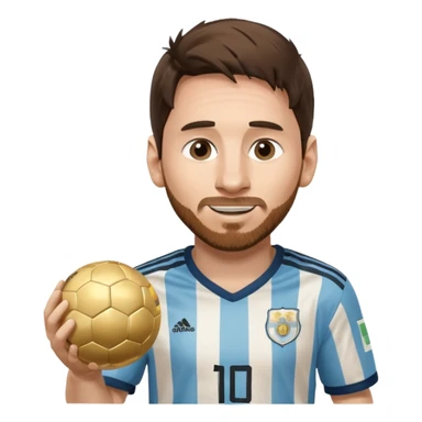 Lionel Messi winking holding a golden ball in Argentina football jersey sticker