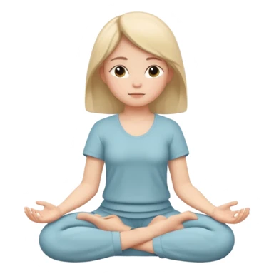 memoji of a girl meditating, peaceful expression, sitting cross-legged, hands resting on knees, serene background sticker