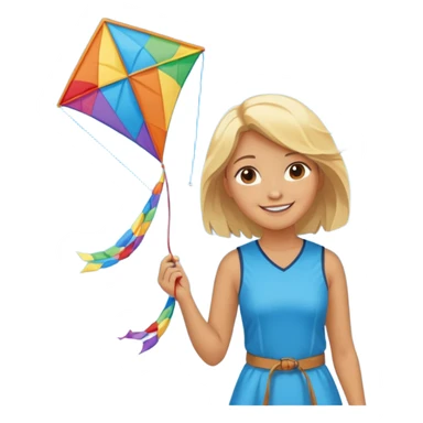 girl with kite,Kite Flyers, big kite. sticker