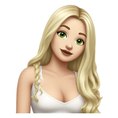Realistic White girl with Long straight blonde hair, green eyes, tattoos, full body wearing white dress and pink knee-high leather boots, doing cute selfie pose sticker