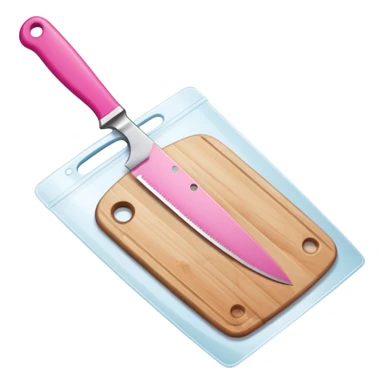 a cutting board with pink knife in bag sticker