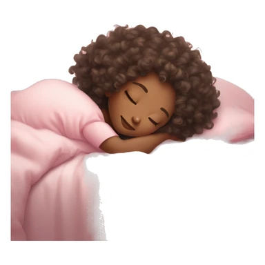 cute curly girl pale skin sleeping pink bed sticker