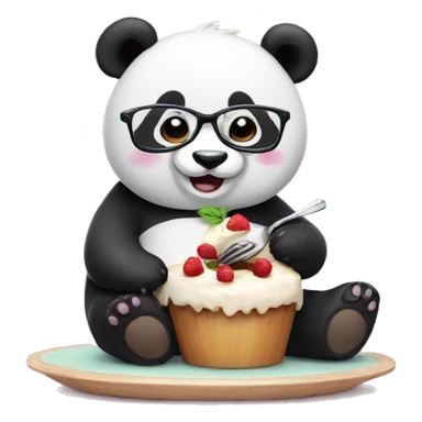 Panda with specs eating dessert  sticker