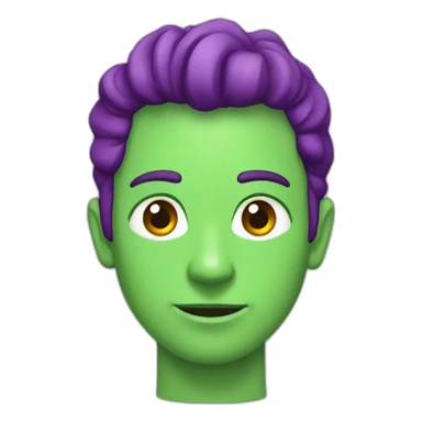 Marciano con cuernos de color verde y morado sticker